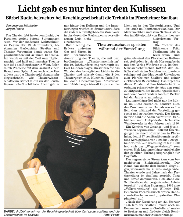 Zeituingsartikel über Bärbel Rudin
